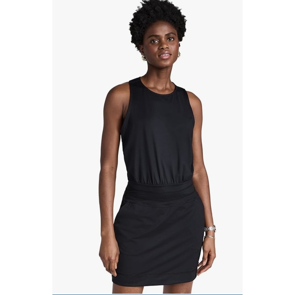 Sweaty Betty Gaia Yoga Dress Sleeveless Tennis Golf Size L Black Gym Athleisure